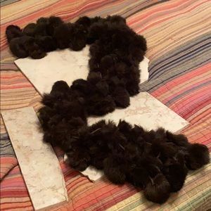 Espresso brown Rabbit Rectangle Puffs Stole